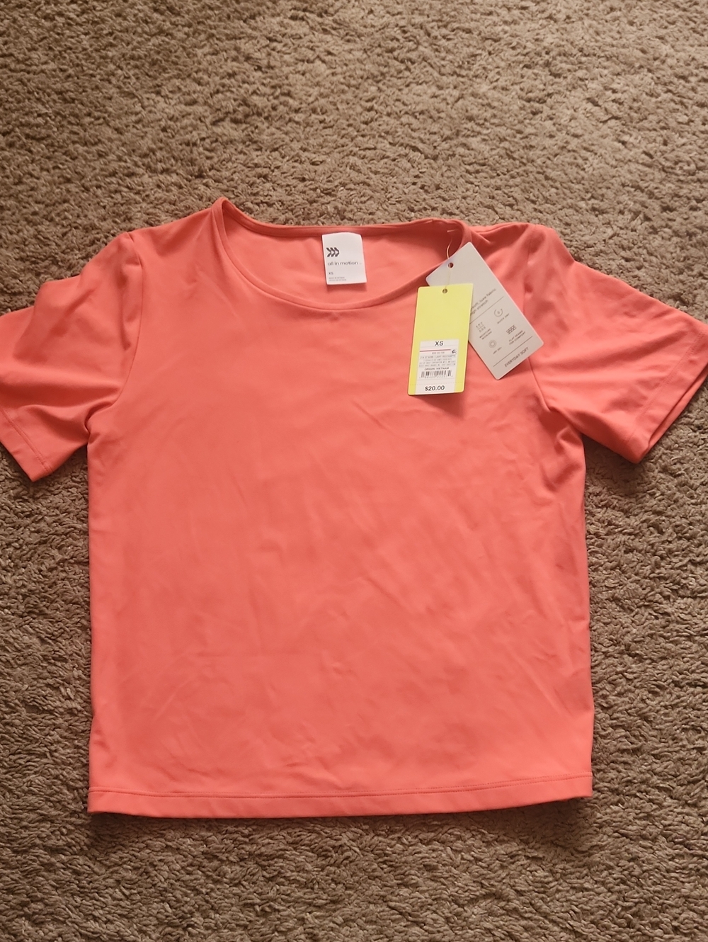All In Motion Target Coral Workout Top Size XS NWT